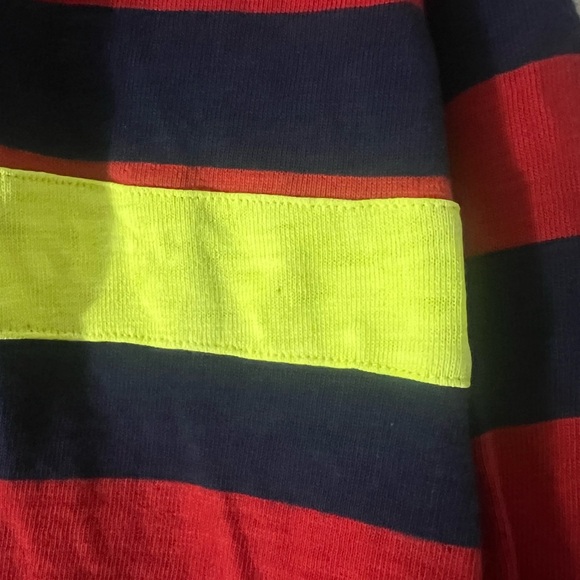 Mini Boden Red Navy Striped Hoodie with Yellow Accent Hooded Rugby 4-5Y 💯 Cotton - Picture 3 of 8